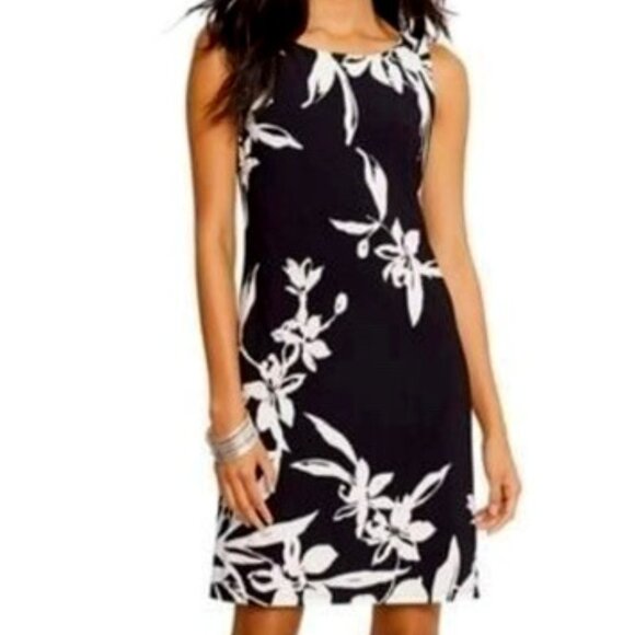 American Living Dresses & Skirts - American Living Women’s Black/White Floral Sleeveless Sheath Tank Dress Size 10